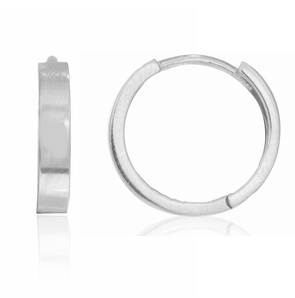 Ritastephens   925 Sterling Silver Mini Huggy Huggie Earrings - Shiny 12.5mm Hoops, Elegant & Classic Silver Huggies, High-Quality Polished Sterling Silver