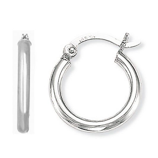 Ritastephens 14K Real White Gold Tubular Hoop Earrings – 15mm Classic and Elegant Gold Hoops, Timeless White Gold Tubular Design, Chic 14K Gold Hoops for Everyday Wear