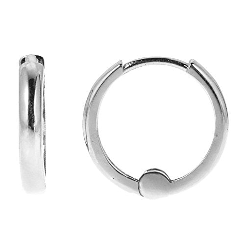 14k Solid White Gold Baby Huggy Huggies Earrings Hoops 2.5 X 9mm {Small}