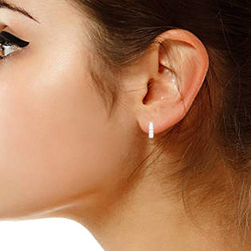 Sterling Silver Cubic Zirconia Huggies Huggy Baby Hoop Earrings 11mm