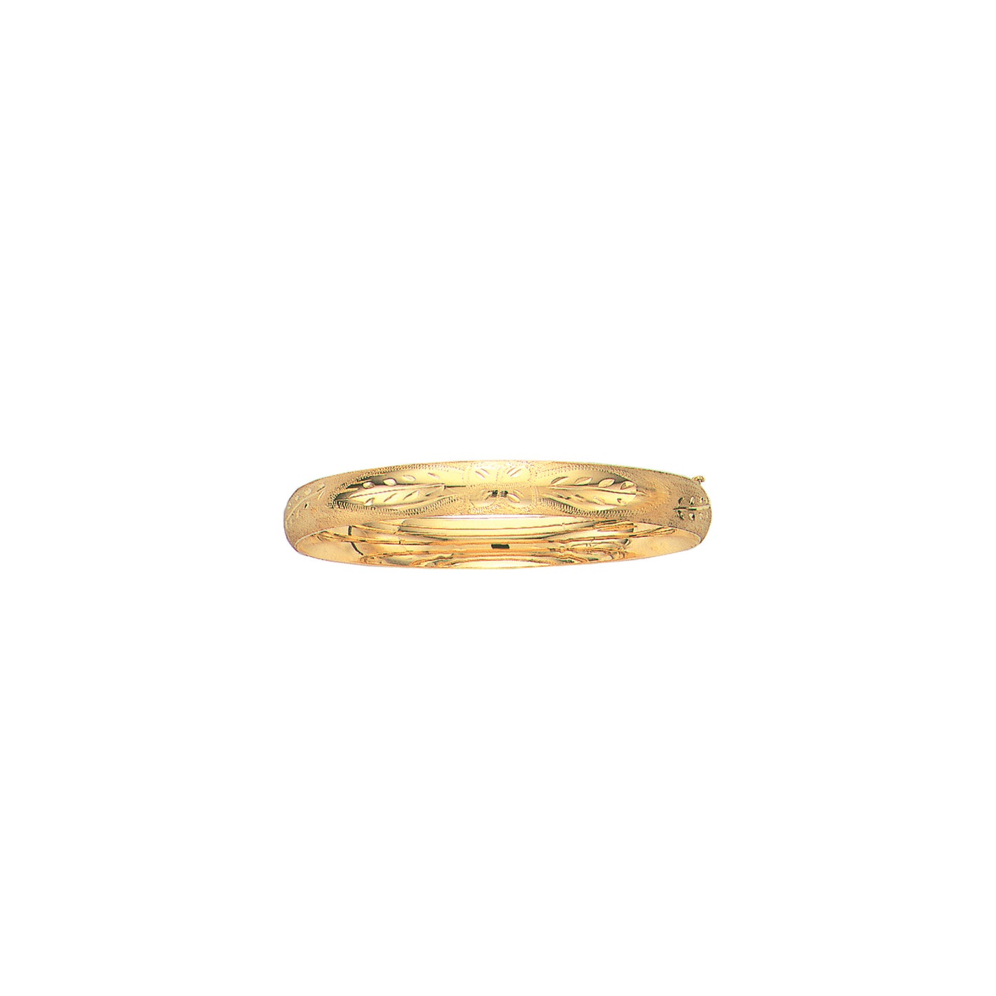 14k Real Yellow Gold Engraved Hinged Bangle Bracelet 7 Inches