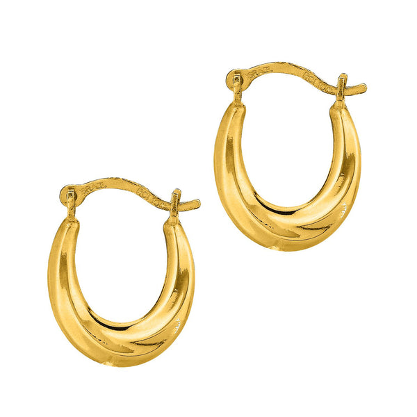 10K Yellow Gold Oval Hoops Hoop Earrings 14mm