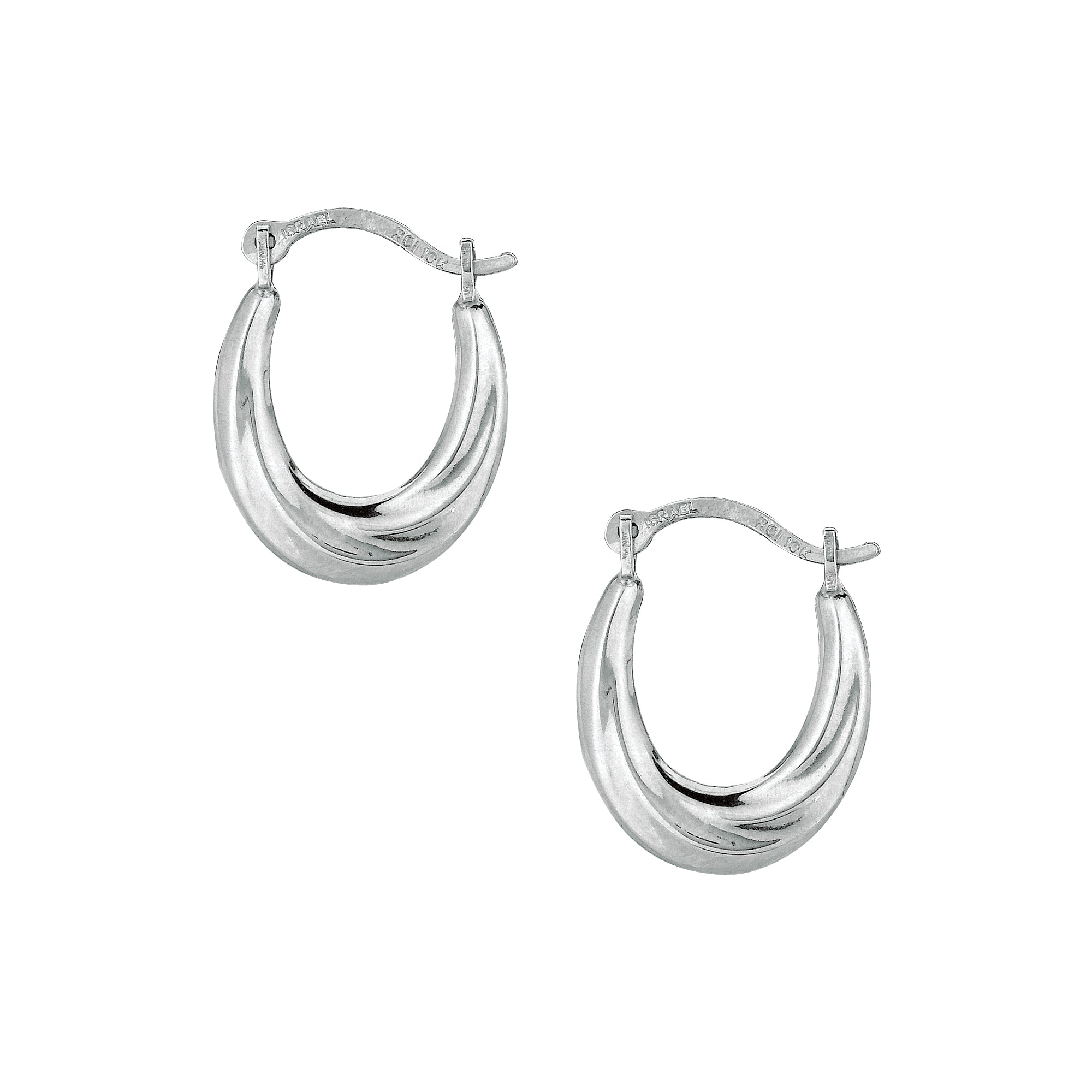 Ritastephens 10K White Gold Oval Hoops – Elegant 14mm Gold Hoop Earrings with Classic Oval Design, Stylish and Modern Fine Jewelry for Everyday Wear, Chic and Durable White Gold Hoops
