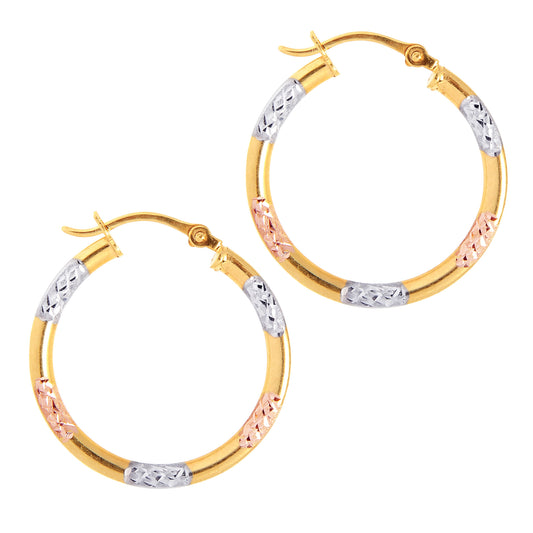 RitaStephens 10K Multi-Color Gold Tubular Round Hoop Earrings – 20mm Vibrant Colorful Gold Hoops, Classic Elegance, Stylish Modern Design, High-Quality 10K Gold Jewelry, Chic & Trendy Round Earrings