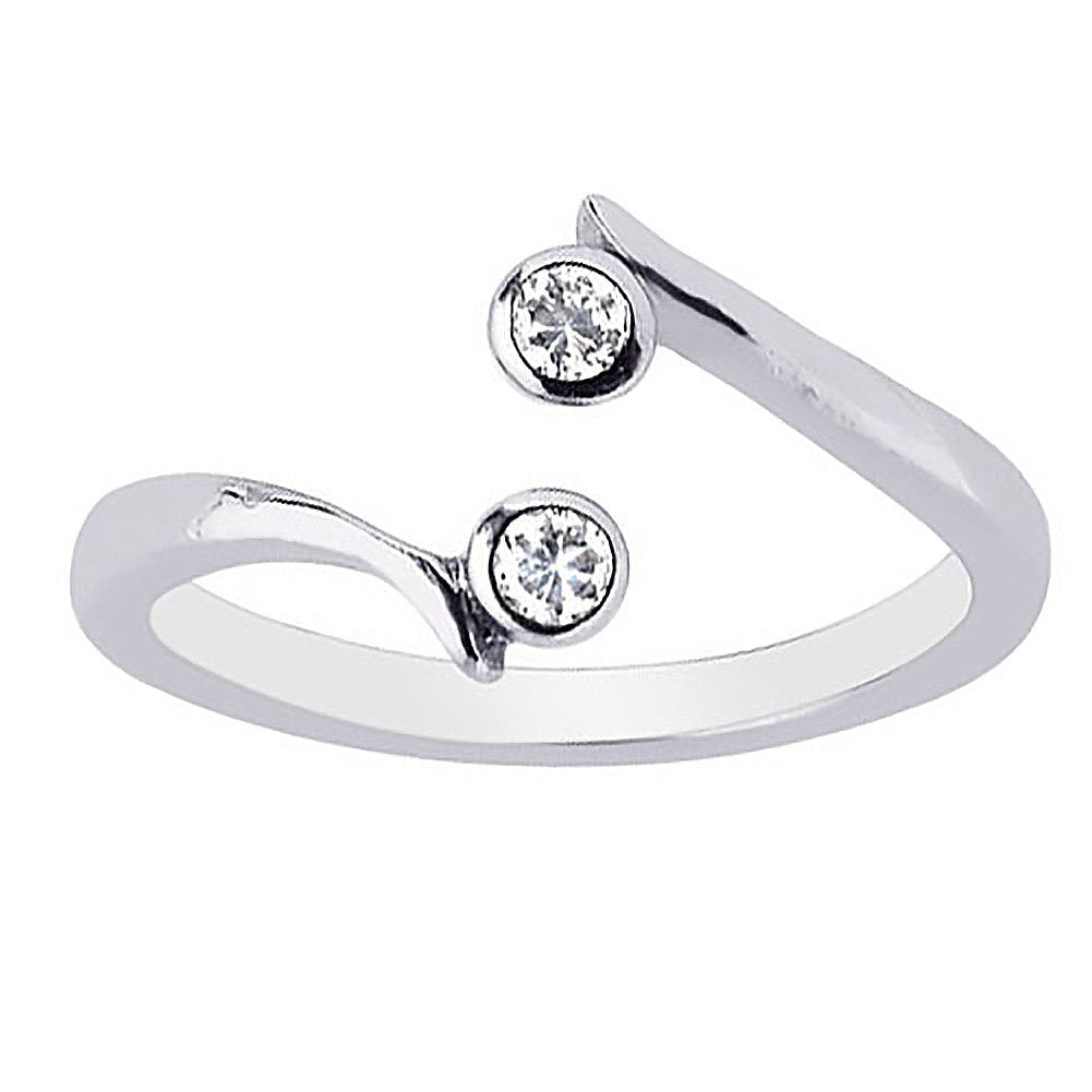 Ritastephens Elegant 10K White Gold Crossover Ring with Sparkling CZ Cubic Zirconia – Adjustable for Versatile Wear