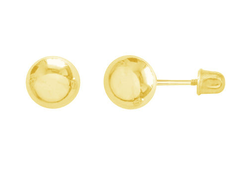 14k Yellow Gold Ball with Screw Backs Stud Earrings 3, 4, 5, 6, 7mm