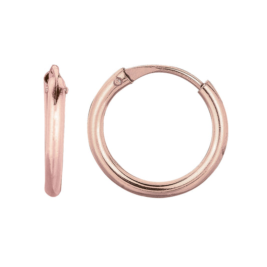 Ritastephens 14K Rose Gold 10mm Shiny Round Tube Endless Hoop Earrings with Hinged Clasp | Classic, Elegant & Lightweight Rose Gold Hoops | Modern, Secure Clasp Design for Everyday Wear