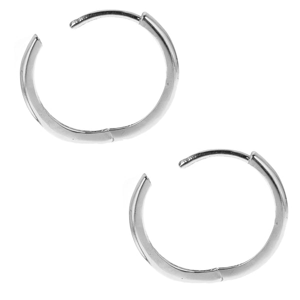 .925 Sterling Silver Round Huggy Huggies Hoops Hoop Earrings 12.5x3mm Small Baby