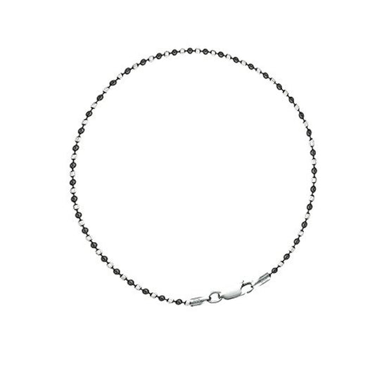 Ritastephens Trendy Sterling Silver Two-Tone Anklet – Unique Black and White Bead Link Design with Minimalist Elegance, Luxurious Shine, and High-End Sophistication