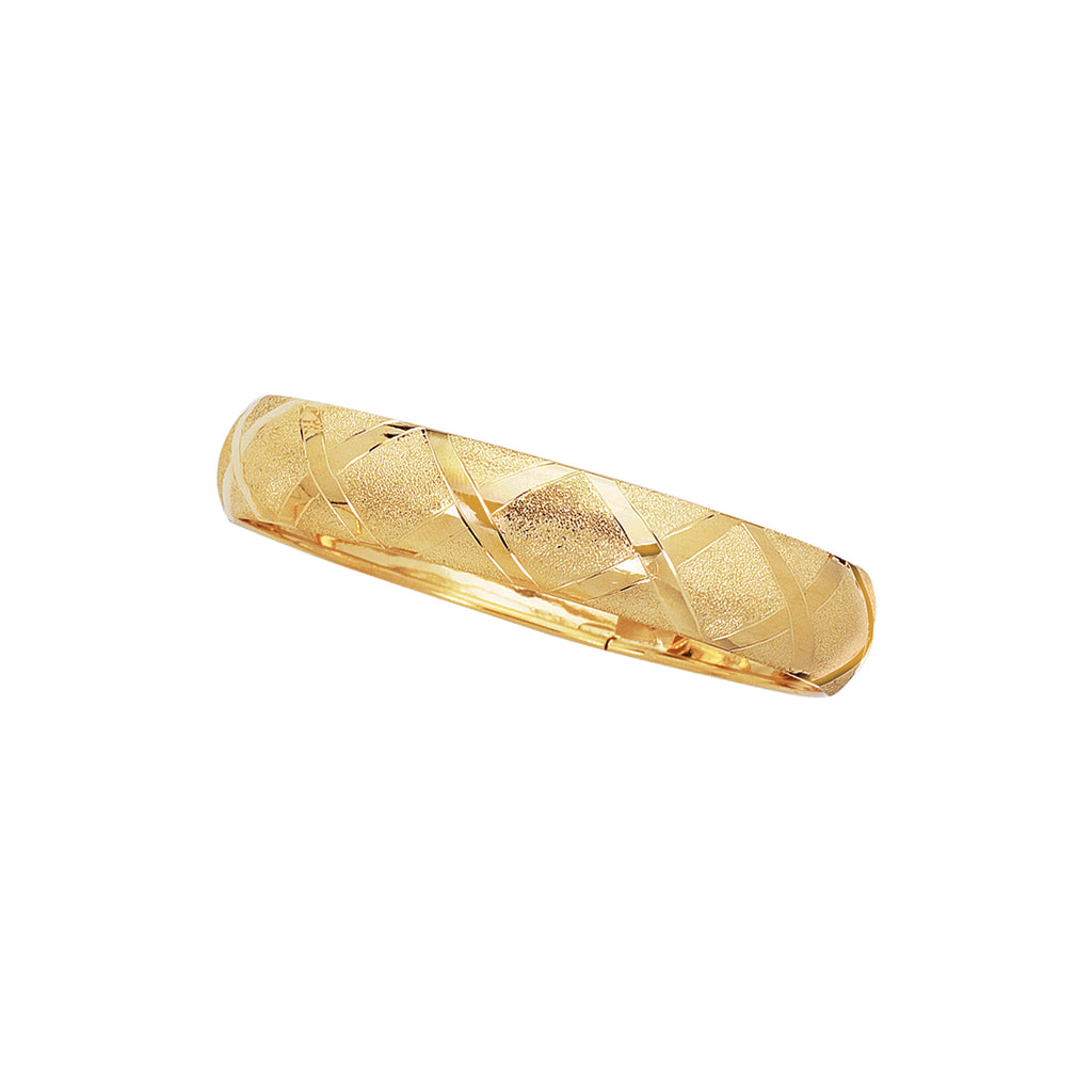 10k Real Yellow Gold Tubular Engraved Hinged Bangle Bracelet 8" 12mm 7.7grams