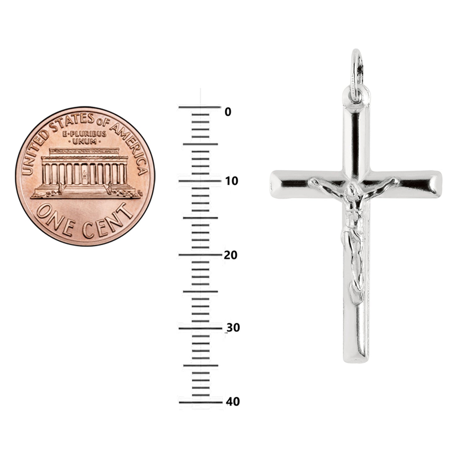Ritastephens Elegant Sterling Silver Italian Crucifix Pendant Necklace - 35mm Ritastephens