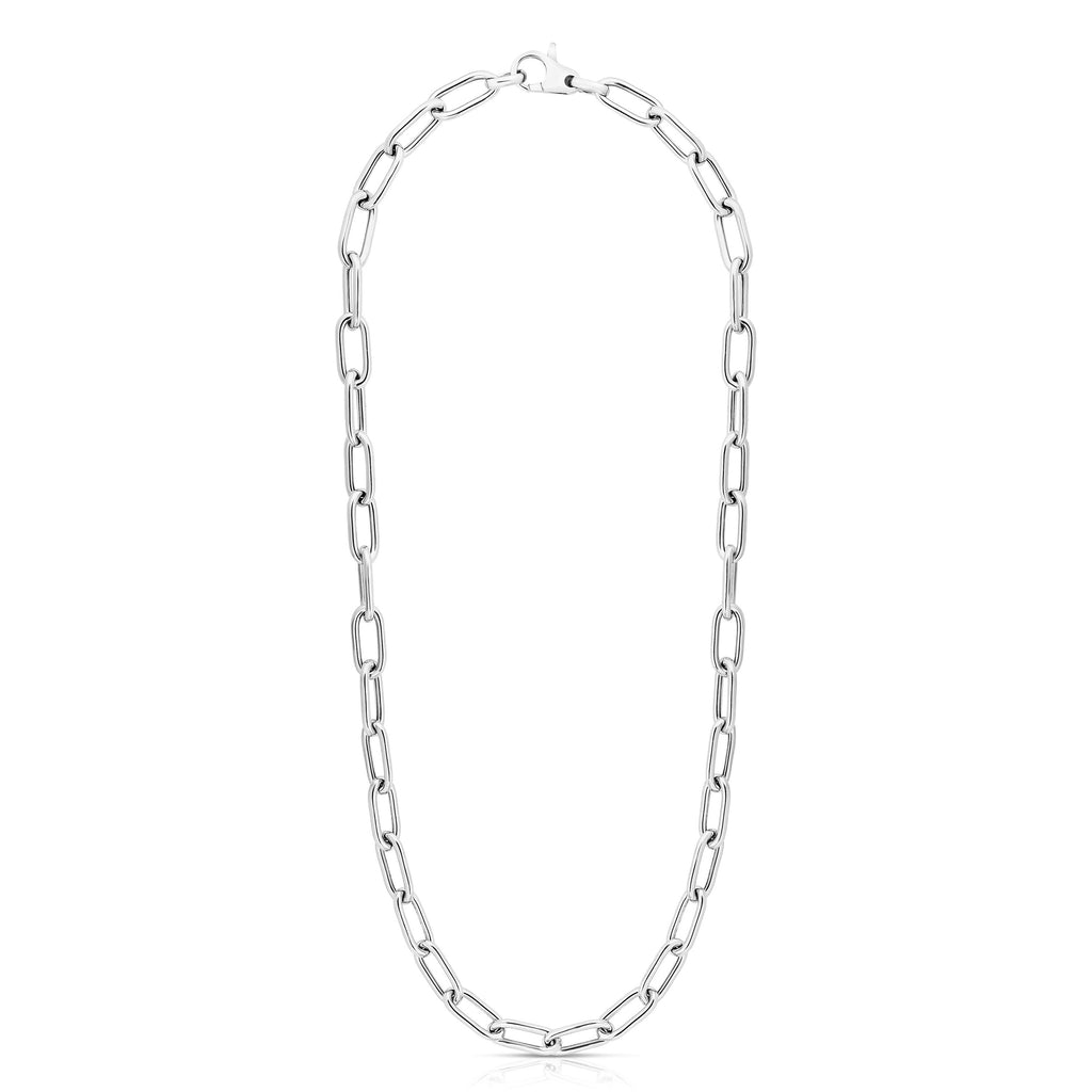 Sterling Silver 2.95mm Rohdium Finish Diamond Cut Paperclip Link Chain Necklace (18", 20", 24", 30")