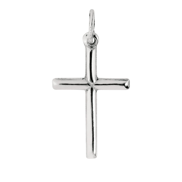 Sterling Silver Polished Cross Charm Pendant 1 inch