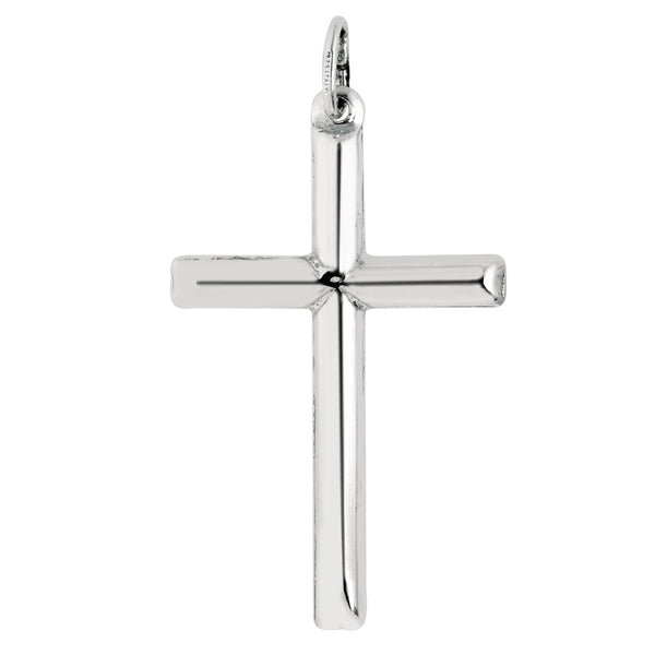 Ritastephens Sterling Silver Shiny Italian Cross Pendant Necklace 20" (35mm)