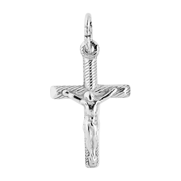 .925 Sterling Silver Children's Kids Baby Cross Crucifix Pendant Necklace 16 Inches