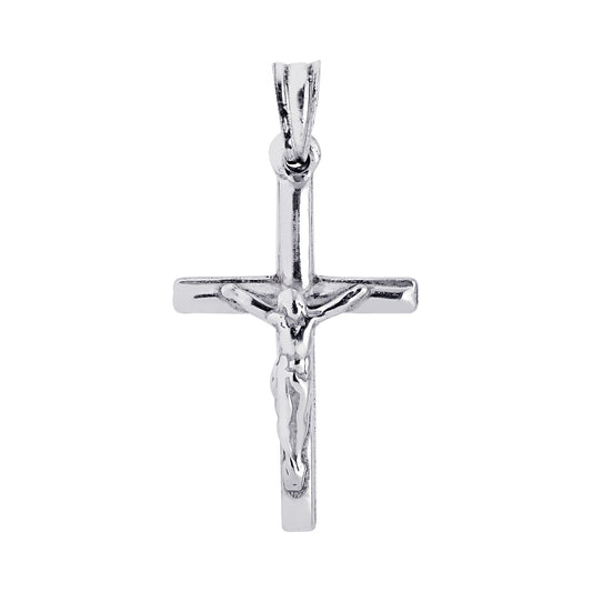 Ritastephens Sterling Silver Crucifix Cross Charm Pendant | 20x37mm Detailed Religious Design