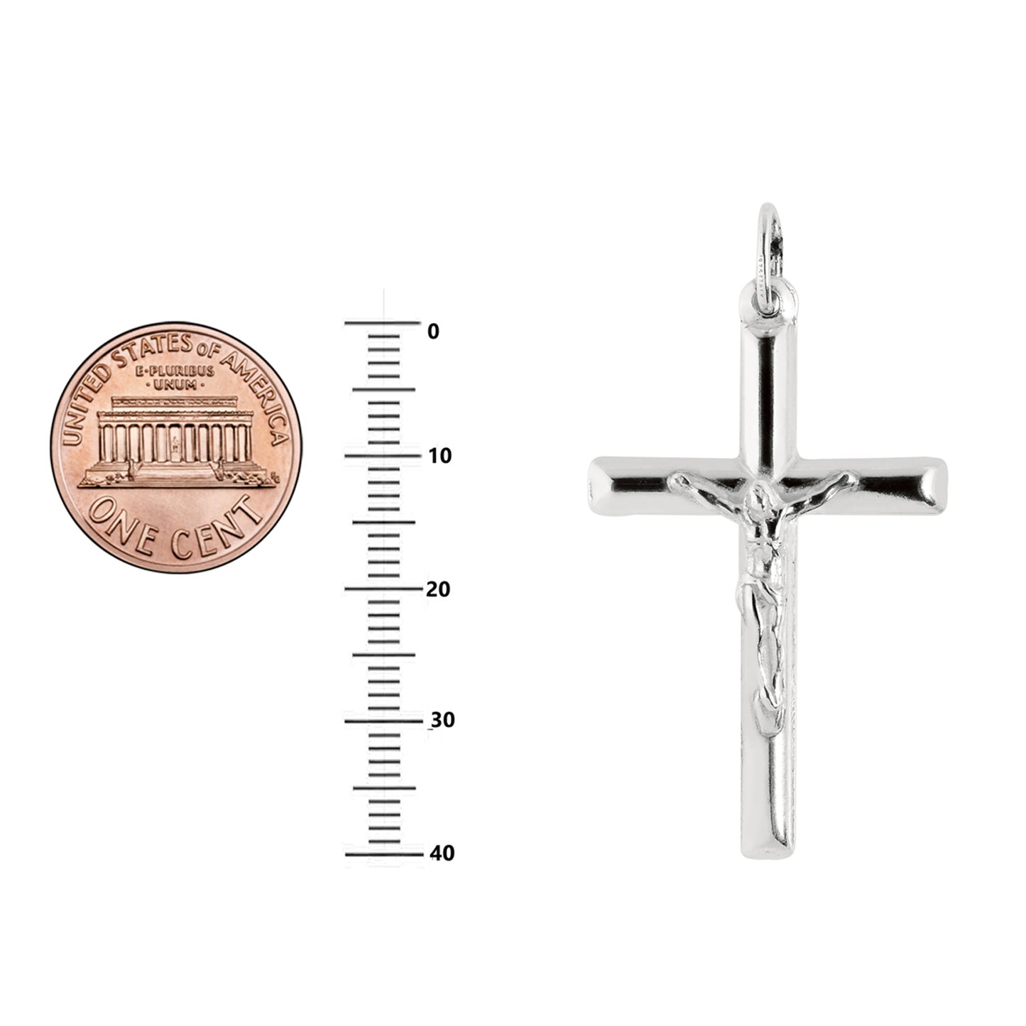 Ritastephens Exquisite Sterling Silver Crucifix Cross Charm Pendant | 25x39mm Detailed Religious Design