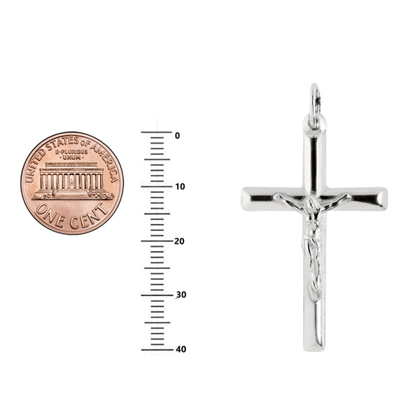 Sterling Silver Crucifix Cross Charm Pendant 25x39mm