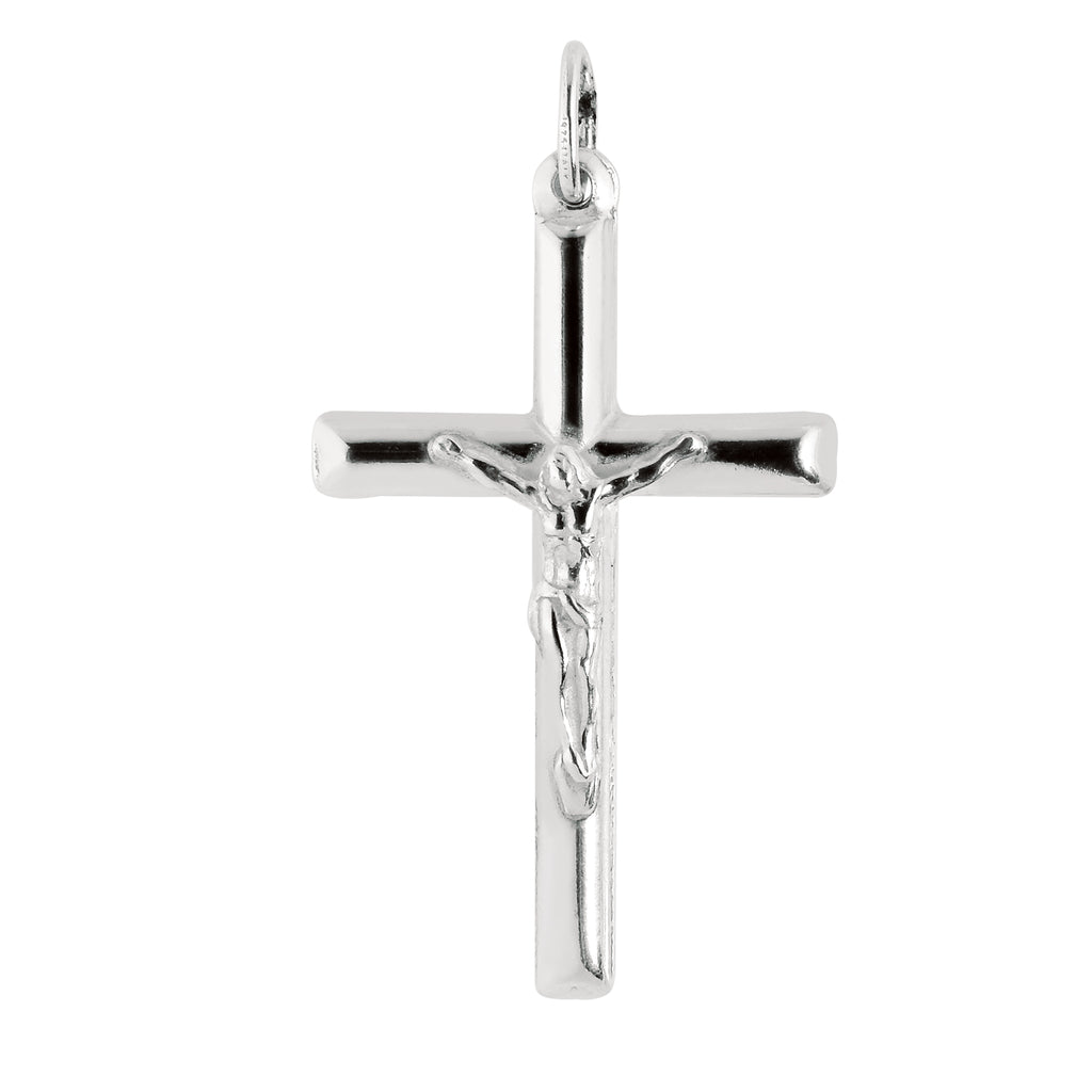 <p>discover the elegance of faith with the ritastephens exquisite sterling silver crucifix cross charm pendant. this stunning piece is crafted from genuine .925 sterling silver, showcasing a finely detailed and beautifully created crucifix design. the pendant measures 25x39mm, offering a significant yet refined presence. its hypoallergenic and nickel-free properties ensure comfort for those with sensitive skin, making it an ideal choice for everyday wear.</p>
<p>the pendant is properly marked and stamped to