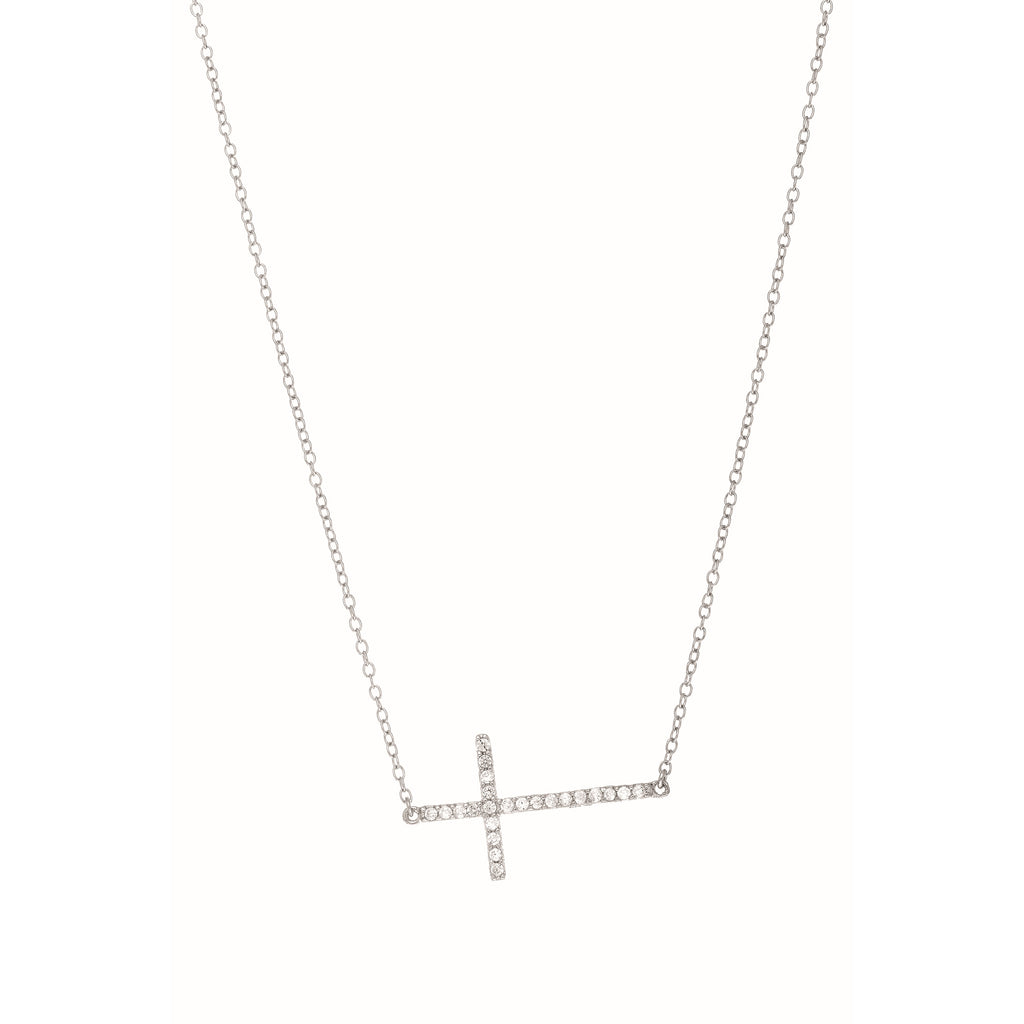 <style type="text/css"><!--td {border: 1px solid #cccccc;}br {mso-data-placement:same-cell;}--></style>
<center>
<p style="text-align: left;">introducing our stunning .925 sterling silver cz sideways cross necklace, a perfect fusion of faith and sophistication. this exquisite necklace features a sideways cross pendant adorned with brilliant cubic zirconia stones, reflecting both elegance and meaning. measuring 24mm in length and 13mm in width, the pendant is meticulously crafted to achieve a balance between