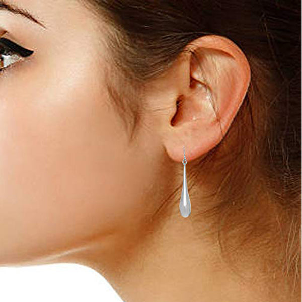 Ritastephens Sterling Silver Teardrop Kidney Wire Hook Earrings
