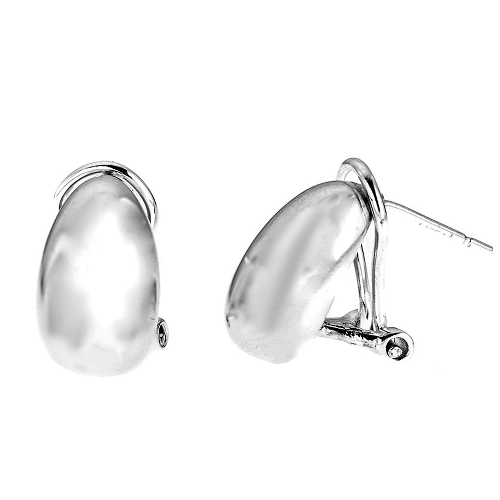 Sterling Silver Polished Oval Clip-on Earrings 15mm