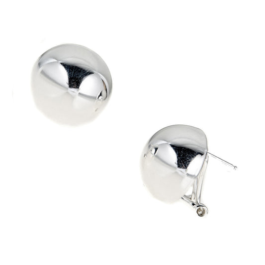 Ritastephens Elegant Sterling Silver Clip-On Earrings – Classic 18mm Round Design with Smooth Finish, High-Quality and Lightweight, Timeless Polished Jewelry for Non-Pierced Ears