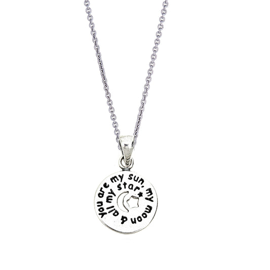 Ritastephens Sterling Silver 'You Are My Sun, Moon & Stars' 15mm Charm Pendant Necklace - 18" Length