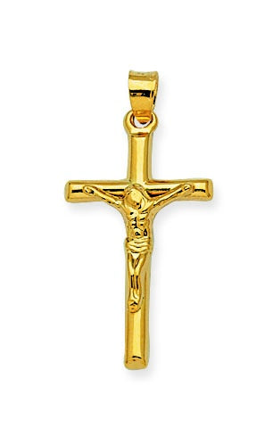 Ritastephens Elegant 14K Gold Crucifix Cross Pendant - Unisex Design for Adults, Teens, and Kids