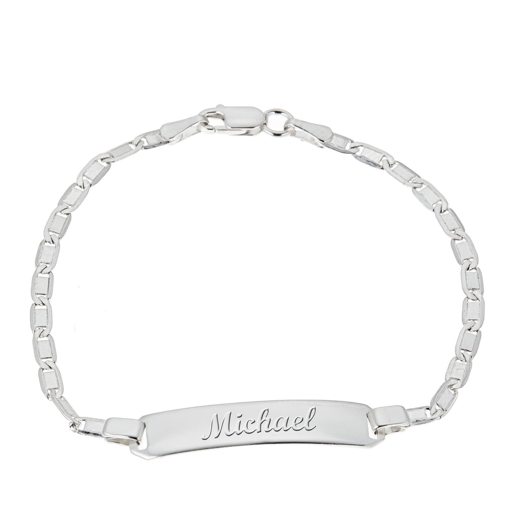 Sterling Silver Mariner Baby ID Engravable Chain Bracelet