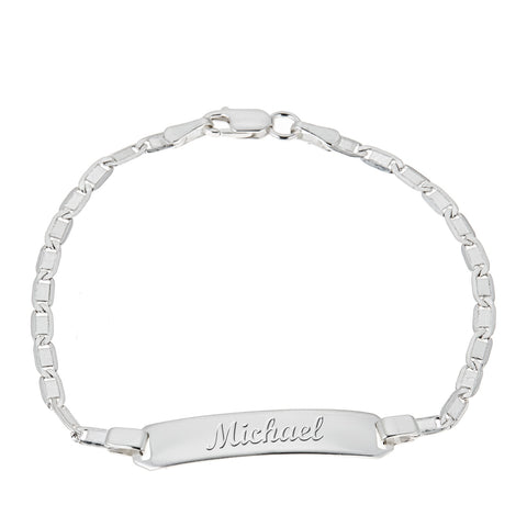 Sterling Silver Mariner Baby ID Engravable Chain Bracelet