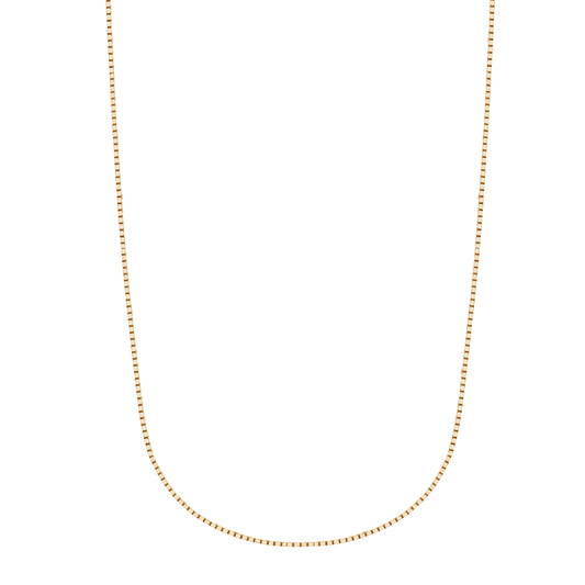 Ritastephens 14K Solid Yellow Gold Box Chain Necklace with Secure Lobster Lock Closure – Elegant 0.6mm Delicate Links
