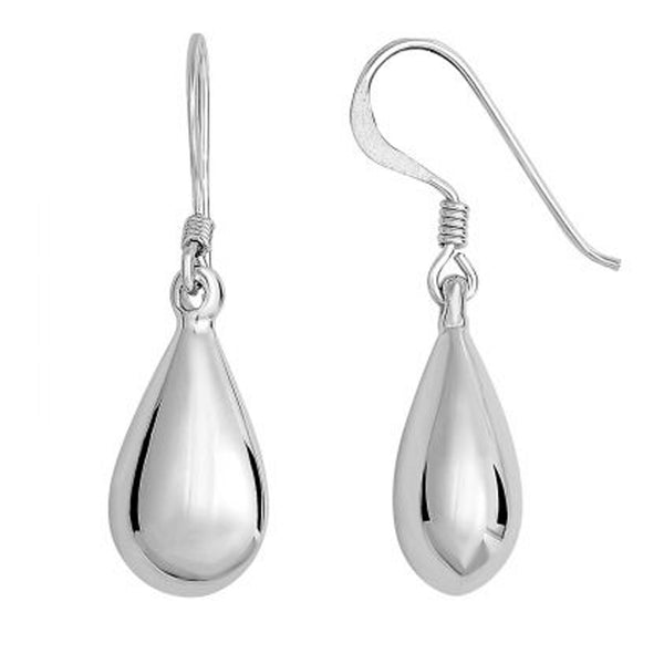 Sterling Silver Teardrop Dangle Kidney Wire Back Earrings 