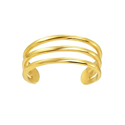 Ritastephens 14K Yellow Gold Adjustable Toe Ring – Elegant Three-Row Design with Sparkling Crystals by Ritastephens, Perfect for a Touch of Classic Sophistication