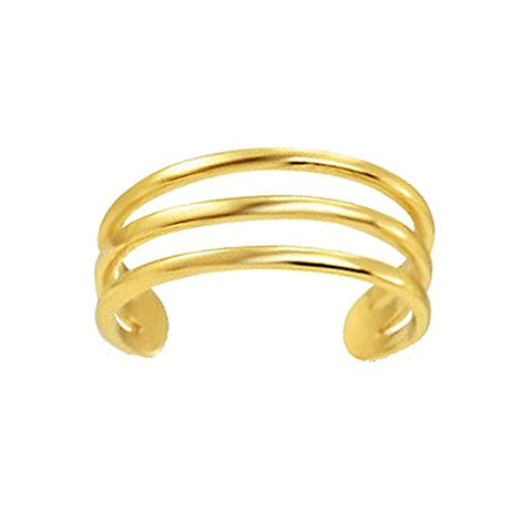 Ritastephens 14k Yellow Gold Three Row Band Toe Ring Body Art Adjustable