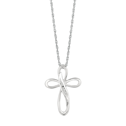 Ritastephens Celestial Radiance: 18” Sterling Silver Infinity Cross Necklace with Sparkling 0.05ct Diamonds