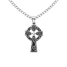 Irish Celtic Cross Antique finish Necklace Sterling silver 925 Necklace Celtic knot cross pendant and chain 20 inches or 24 inches long