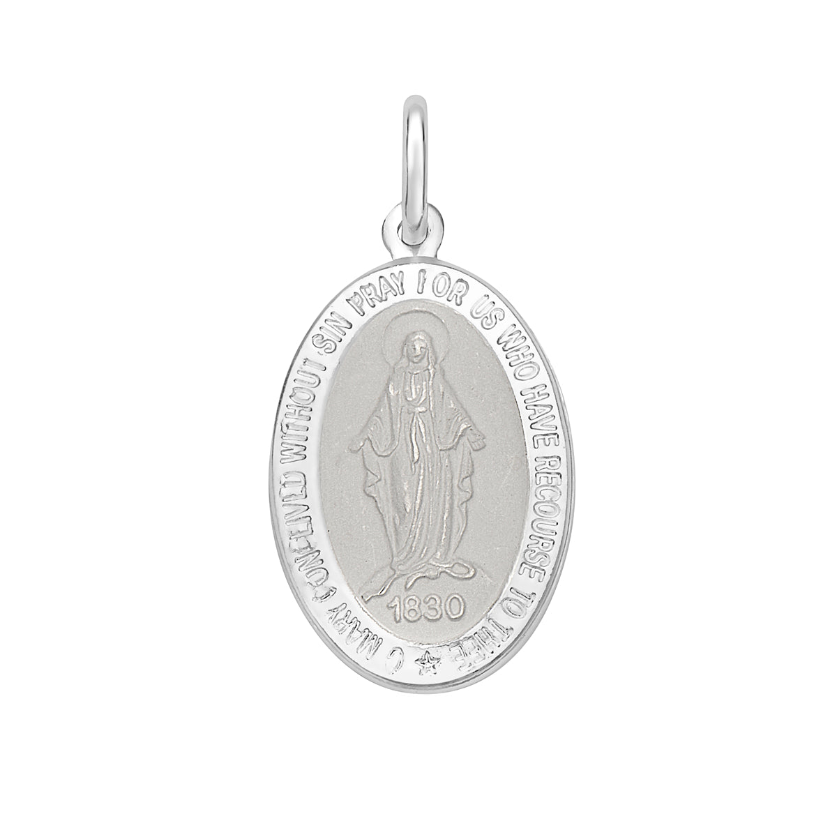 Ritastephens Sterling Silver Miraculous Mary Medal Charm Pendant 22mm with Cable Chain Necklace - Elegant Religious Jewelry, Italian Craftsmanship,