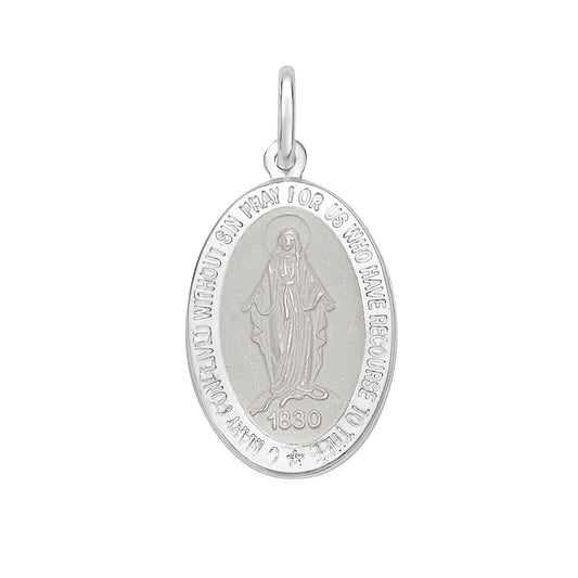 Ritastephens Sterling Silver Miraculous Mary Medal Pendant Necklace - 18mm Italian | Elegant Religious Jewelry for Women, Hypoallergenic & Timeless Design