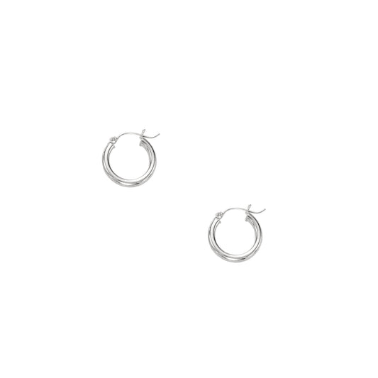 Ritastephens 14K White Gold Tubular Hoop Earrings – Elegant 15x3mm Real Gold Hoops, Classic & Sleek Design, Fine White Gold Jewelry, Premium Quality, Simple & Timeless Style