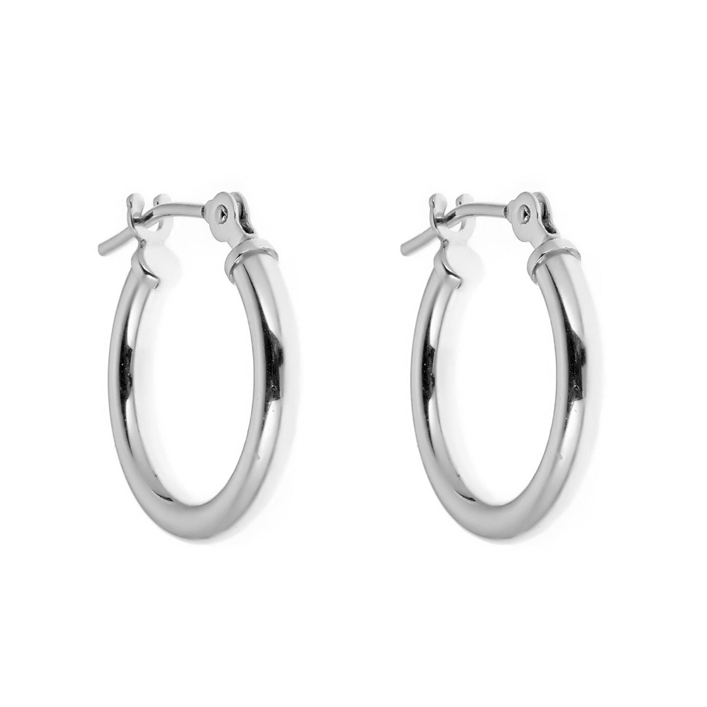 Ritastephens 14K Real Gold Unisex Shiny Tubular Hoop Huggie Earrings – 3x15mm, Classic Gold Huggies with Elegant Tubular Design (Single or Pair), Stylish and Versatile Gold Hoops