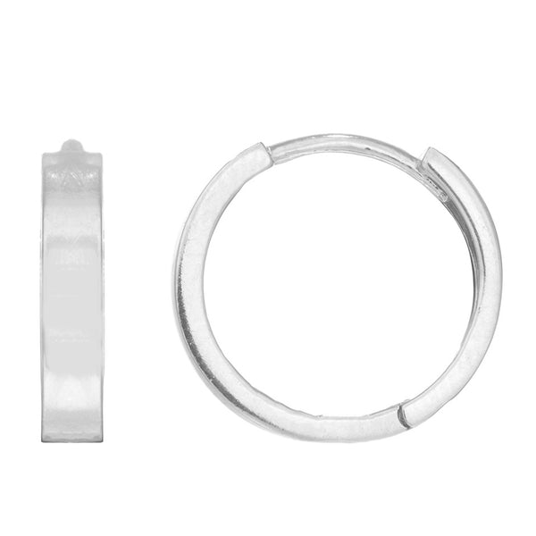 14k White Gold Square Tubular Huggies Huggy Hoops Hoop Earrings 2.5x13mm