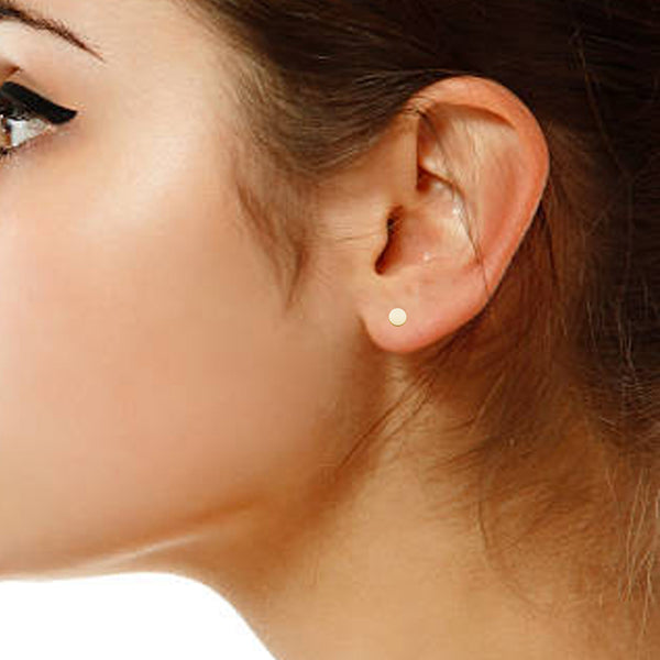 Ritastephens 14K Yellow Gold Mini Round Circle Disc Geometric Stud Post Earrings 6mm