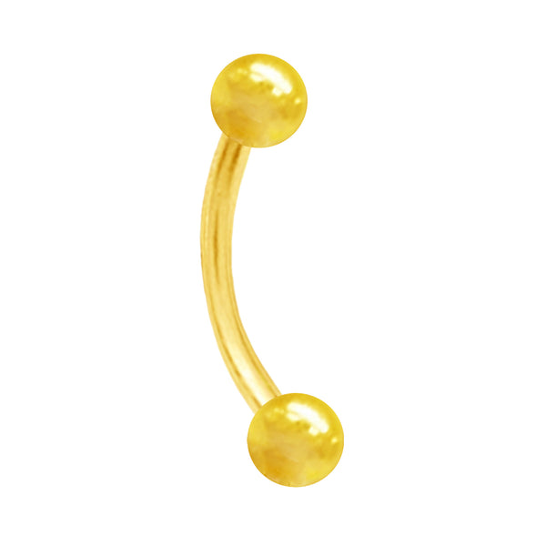 14k Solid Gold Yellow Ball Eyebrow Ring Barbell Body Jewelry