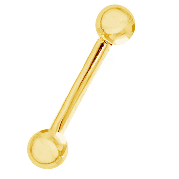 Ritastephens 14k Solid Yellow or White Gold Barbell Eyebrow Ring Body Jewelry 16 Gauge
