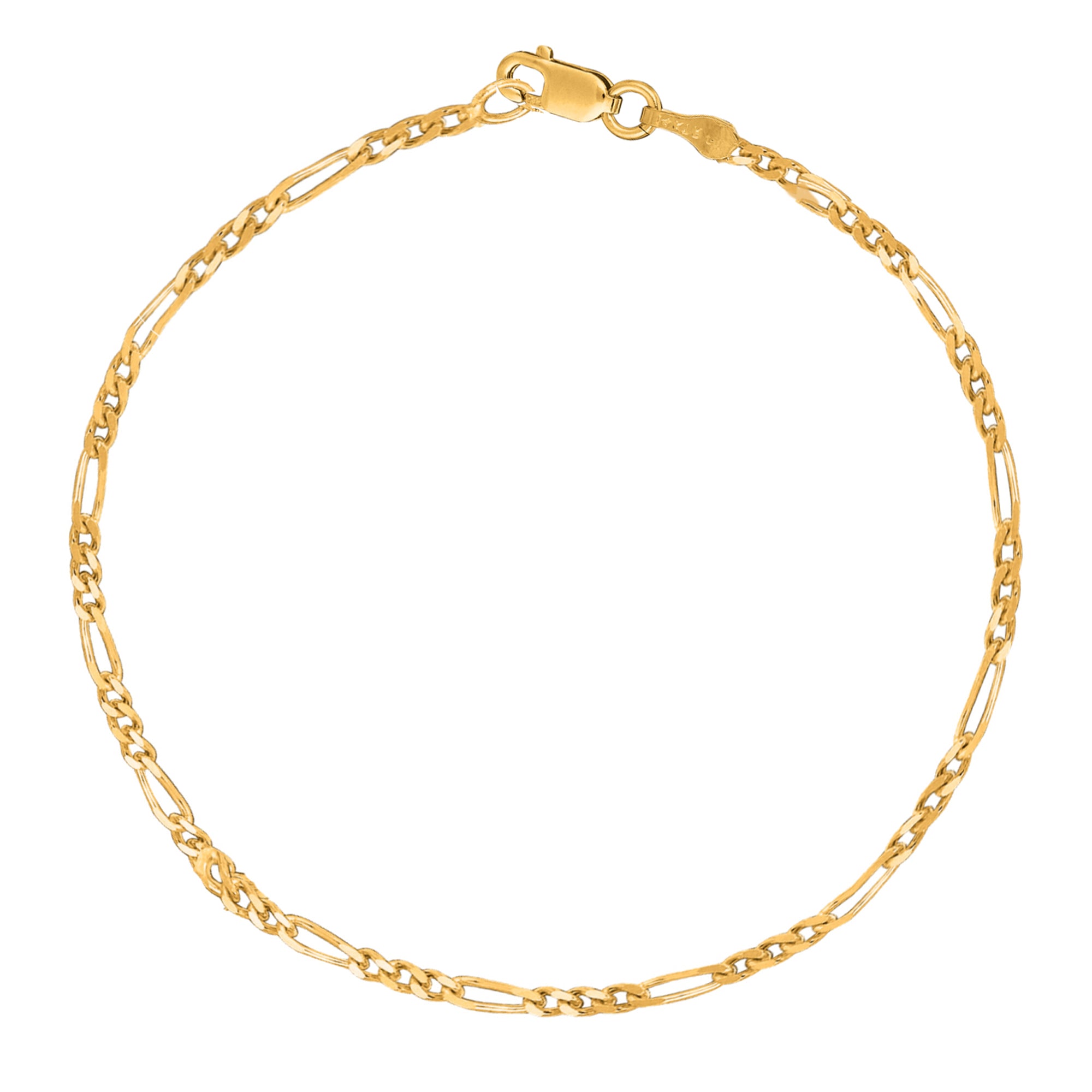 <style type="text/css"><!--td {border: 1px solid #cccccc;}br {mso-data-placement:same-cell;}--></style>
<div style="text-align: left;">
<span data-sheets-root="1">this 14k yellow gold figaro chain anklet offers a classic and refined look with its 10-inch length and 2.6mm figaro links. the figaro chain design, characterized by its alternating short and long links, creates a dynamic and stylish pattern that enhances the warm glow of yellow gold, making it a sophisticated addition to any jewelry collection.<br