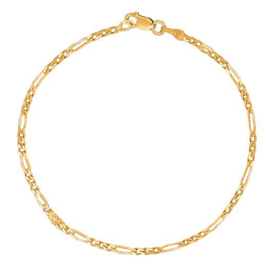 Ritastephens legant 14K Yellow Gold Figaro Chain Anklet Ankle Bracelet – 10-Inch Length with 2.6mm Links for a Timeless and Chic Accessory, Perfect for Everyday and Special Occasions
