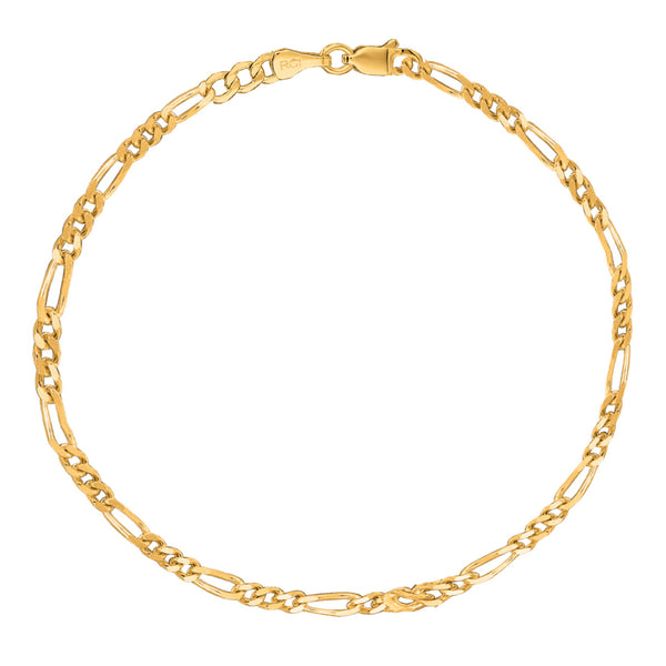Ritastephens Sterling Silver Figaro Gold Plated Ankle Anklet Bracelet (10inches, 11inches)