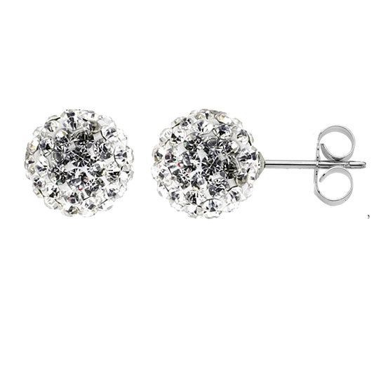 Ritastephens Sophisticated 8.5mm Crystal Fireball Ice Stud Earrings – Elegant and Glamorous Sterling Silver Jewelry, Sparkling and Chic Fashionable Luxury