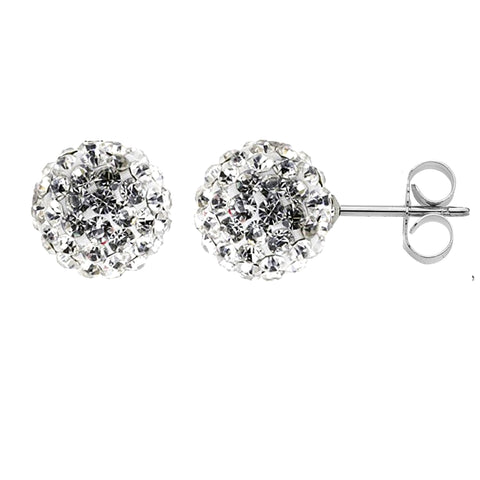 Sterling Silver Crystal Fireball Ice Stud Earrings Fairy Fire Ball 8.5mm